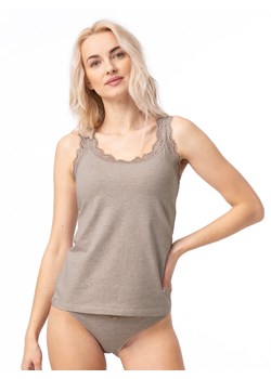 Koszulka damska na ramiączku z koronki - S cappuccino/melanż ze sklepu PH KEY Sp. z o.o.  w kategorii Piżamy damskie - zdjęcie 162530299