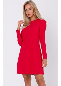 Sukienka trapezowa z ozdobnymi guzikami czerwona M753, Kolor czerwony, Rozmiar L, MOE ze sklepu Primodo w kategorii Sukienki - zdjęcie 162533045