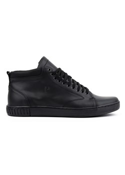 Polbut Buty skórzane męskie sneakersy 2108 czarne lico ze sklepu ButyModne.pl w kategorii Trampki męskie - zdjęcie 162542589