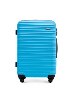 Średnia walizka z ABS-u z żebrowaniem niebieska ze sklepu WITTCHEN w kategorii Walizki - zdjęcie 162559296