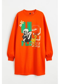 H & M - Sukienka oversize z dzianiny dresowej z nadrukiem - Pomarańczowy ze sklepu H&M w kategorii Sukienki - zdjęcie 162559957