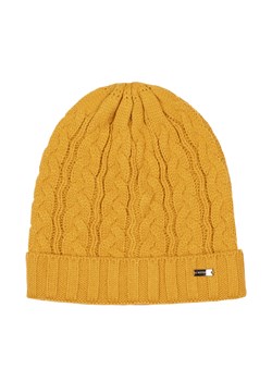Damska czapka z warkoczowym splotem żółta ze sklepu WITTCHEN w kategorii Czapki zimowe damskie - zdjęcie 162580855
