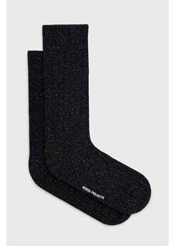 Norse Projects skarpetki z domieszką wełny Bjarki Neps Wool Rib Sock kolor szary N82-0008 1034 ze sklepu PRM w kategorii Skarpetki damskie - zdjęcie 162637729