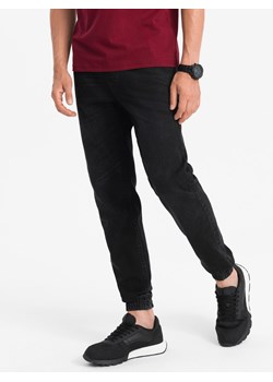 Spodnie męskie jeansowe joggery - czarne OM-PADJ-0106 ze sklepu ombre w kategorii Jeansy męskie - zdjęcie 162637975