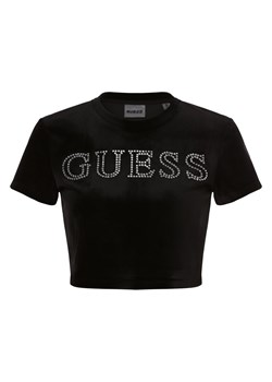 GUESS T-shirt damski Kobiety czarny jednolity ze sklepu vangraaf w kategorii Bluzki damskie - zdjęcie 162639316