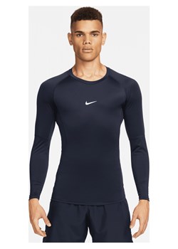 Męska przylegająca koszulka z długim rękawem do fitnessu Dri-FIT Nike Pro - Niebieski ze sklepu Nike poland w kategorii T-shirty męskie - zdjęcie 162644558