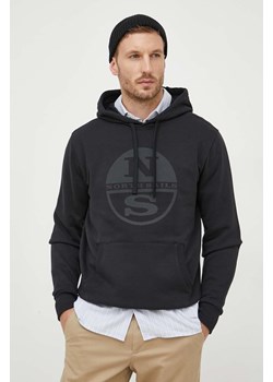 North Sails bluza bawełniana męska kolor czarny z kapturem z nadrukiem ze sklepu ANSWEAR.com w kategorii Bluzy męskie - zdjęcie 162688537