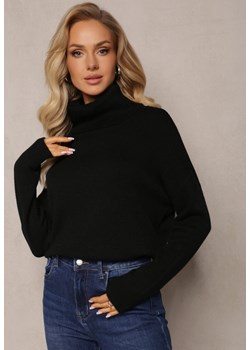 Czarny Gładki Sweter z Szerokim Golfem Senitece ze sklepu Renee odzież w kategorii Swetry damskie - zdjęcie 162691027