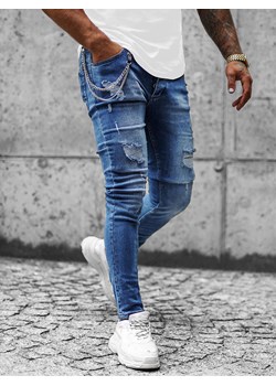 Spodnie jeansowe męskie ciemno-niebieskie OZONEE E/5604/01 ze sklepu ozonee.pl w kategorii Jeansy męskie - zdjęcie 162703057