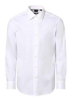 BOSS Koszula męska łatwa w prasowaniu Mężczyźni Slim Fit Bawełna biały jednolity ze sklepu vangraaf w kategorii Koszule męskie - zdjęcie 162706467