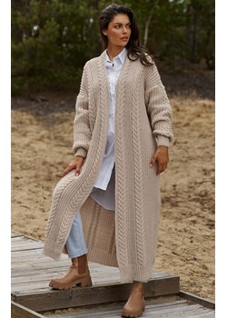 Otulający damski otwarty długi sweter NU_S91, Kolor beżowy, Rozmiar one size, NUMINOU ze sklepu Primodo w kategorii Swetry damskie - zdjęcie 162712317