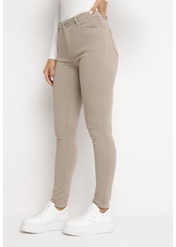 Beżowe Jeansy Skinny z Kieszeniami i Zapięciem na Guzik Donato ze sklepu Born2be Odzież w kategorii Spodnie damskie - zdjęcie 162715606