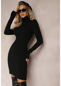 Czarna Klasyczna Basic Sukienka Midi Sweterkowa z Golfem Abele ze sklepu Renee odzież w kategorii Sukienki - zdjęcie 162715847
