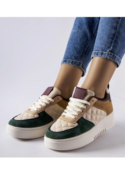 Bezowo-zielone sneakersy na platformie Celso ze sklepu gemre w kategorii Buty sportowe damskie - zdjęcie 162717299