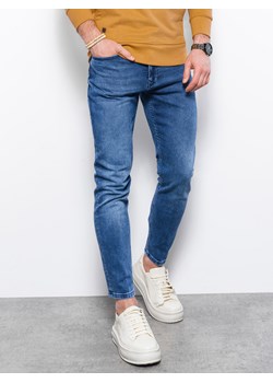 Spodnie męskie jeansowe SKINNY FIT - niebieskie P1007 ze sklepu ombre w kategorii Jeansy męskie - zdjęcie 162720547