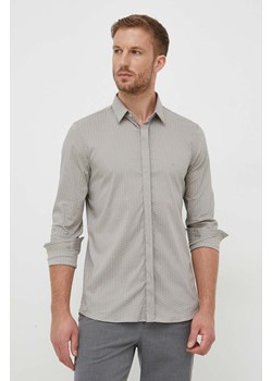 Calvin Klein koszula męska kolor szary slim z kołnierzykiem klasycznym ze sklepu ANSWEAR.com w kategorii Koszule męskie - zdjęcie 162720916