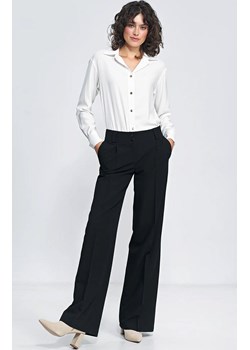 Spodnie wide leg w czarną jodełkę SD82, Kolor czarny, Rozmiar 36, Nife ze sklepu Primodo w kategorii Spodnie damskie - zdjęcie 162735677
