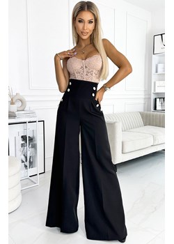 Czarne spodnie damskie z wysokim stanem 496-1, Kolor czarny, Rozmiar L, Numoco ze sklepu Primodo w kategorii Spodnie damskie - zdjęcie 162735757