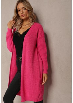 Fuksjowy Kardigan Oversize w Prążki Vertona ze sklepu Renee odzież w kategorii Swetry damskie - zdjęcie 162740278