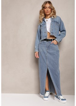 Niebieska Spódnica Jeansowa Maxi z Paskiem Mullese ze sklepu Renee odzież w kategorii Spódnice - zdjęcie 162740519