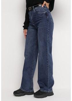 Niebieskie Szerokie Jeansy z Paskiem w Komplecie Miameka ze sklepu Born2be Odzież w kategorii Jeansy damskie - zdjęcie 162741777