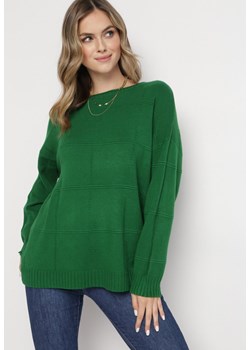 Zielony Sweter z Długim Rękawem o Klasycznym Kroju Blitesa ze sklepu Born2be Odzież w kategorii Swetry damskie - zdjęcie 162741926
