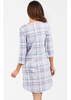 Koszula nocna damska w kratę z rękawem 3/4 Allison, Kolor niebiesko-różowy, Rozmiar XL, Italian Fashion ze sklepu Intymna w kategorii Koszule nocne - zdjęcie 162743455