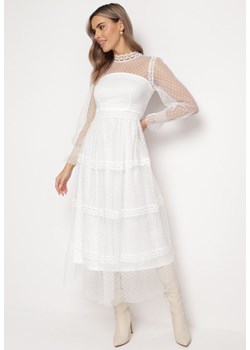 Biała Rozkloszowana Sukienka Maxi z Koronką Jorissa ze sklepu Born2be Odzież w kategorii Sukienki - zdjęcie 162749935