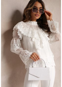Biała Bluzka z Falbankami i Koronką Bailese ze sklepu Renee odzież w kategorii Bluzki damskie - zdjęcie 162750576
