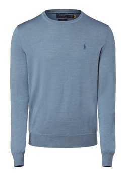 Polo Ralph Lauren Męski sweter z wełny merino Mężczyźni Wełna merino jasnoniebieski jednolity ze sklepu vangraaf w kategorii Swetry męskie - zdjęcie 162750597