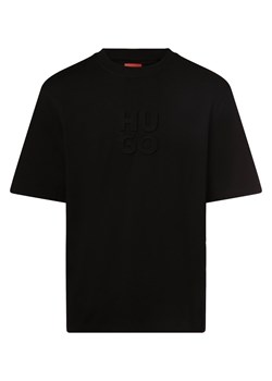 HUGO T-shirt męski Mężczyźni Bawełna czarny jednolity ze sklepu vangraaf w kategorii T-shirty męskie - zdjęcie 162753909
