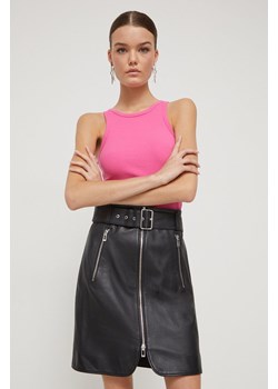 HUGO spódnica skórzana kolor czarny mini prosta ze sklepu ANSWEAR.com w kategorii Spódnice - zdjęcie 162754718