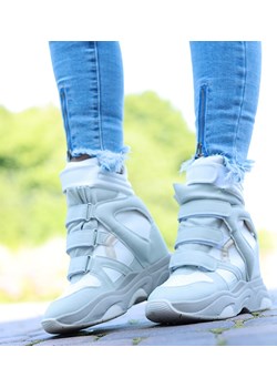 Biało seledynowe trampki sneakersy na koturnie Seastar /A2-3 14895 T937/ ze sklepu Pantofelek24.pl w kategorii Buty sportowe damskie - zdjęcie 162773295