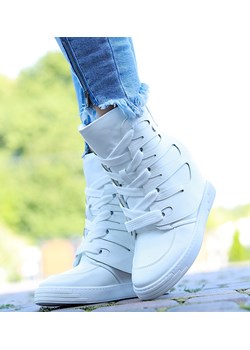 Białe trampki sneakersy na koturnie Seastar /F6-2 14900 T937/ ze sklepu Pantofelek24.pl w kategorii Buty sportowe damskie - zdjęcie 162773366