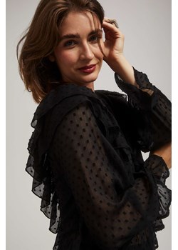 Koszula z falbanami i długimi rękawami czarna ze sklepu Moodo.pl w kategorii Bluzki damskie - zdjęcie 162779775