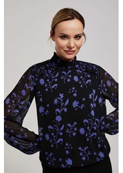 Koszula z kwiatowym wzorem czarna ze sklepu Moodo.pl w kategorii Koszule damskie - zdjęcie 162779797