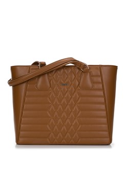 Torebka shopperka pikowana w geometryczny wzór brązowa ze sklepu WITTCHEN w kategorii Torby Shopper bag - zdjęcie 162783709