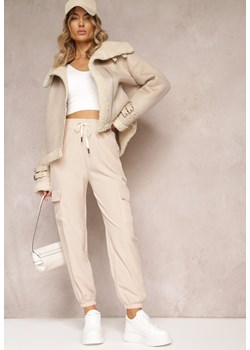 Beżowe Spodnie Dresowe Joggery z Kieszeniami Cargo Andreisa ze sklepu Renee odzież w kategorii Spodnie damskie - zdjęcie 162786186