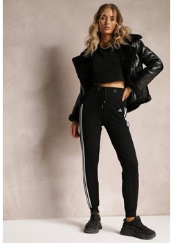 Czarne Bawełniane Spodnie Dresowe z Lampasami Pimosa ze sklepu Renee odzież w kategorii Spodnie damskie - zdjęcie 162791428
