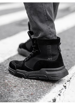 Buty męskie sneakersy za kostkę - czarne V1 OM-FOBO-0122 ze sklepu ombre w kategorii Buty sportowe męskie - zdjęcie 162798308