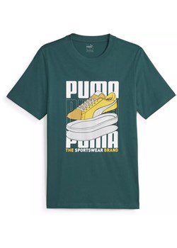 PUMA T-Shirt męski Graphic Sneaker zielony ze sklepu taniesportowe.pl w kategorii T-shirty męskie - zdjęcie 162798535