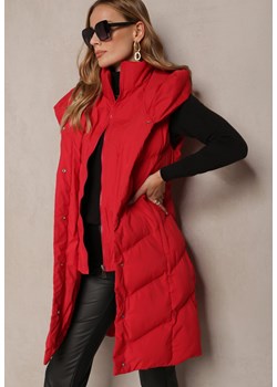 Czerwona Pikowana Kamizelka z Kapturem Roobani ze sklepu Renee odzież w kategorii Kamizelki damskie - zdjęcie 162809337