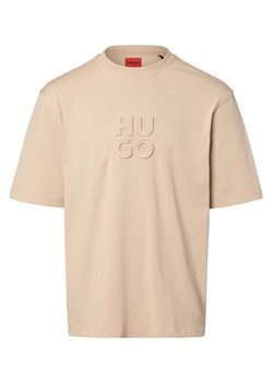 HUGO T-shirt męski Mężczyźni Bawełna beżowy jednolity ze sklepu vangraaf w kategorii T-shirty męskie - zdjęcie 162809728