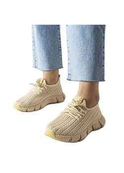 BM Jasnobeżowe sportowe sneakersy Élodie beżowy ze sklepu ButyModne.pl w kategorii Buty sportowe damskie - zdjęcie 162815919