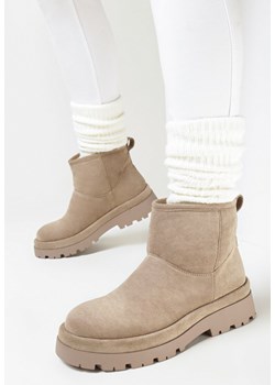 Ciemnobeżowe Wsuwane Botki Śniegowce na Grubej Podeszwie za Kostkę Vastor - id: 275976 - marki born2be - 162819825 Ciemnobeżowe Wsuwane Botki Śniegowce na Grubej Podeszwie za Kostkę Vastor ze sklepu born2be.pl w kategorii Śniegowce damskie - zdjęcie 162819825