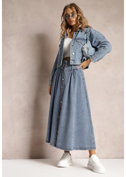 Niebieska Jeansowa Spódnica Maxi z Guzikami z Bawełny Rachellia ze sklepu Renee odzież w kategorii Spódnice - zdjęcie 162830327