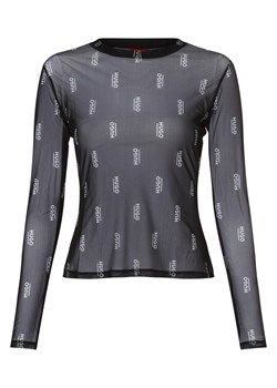 HUGO Damska koszulka z długim rękawem Kobiety czarny wzorzysty ze sklepu vangraaf w kategorii Bluzki damskie - zdjęcie 162832408