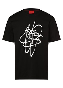 HUGO T-shirt męski Mężczyźni Bawełna czarny nadruk ze sklepu vangraaf w kategorii T-shirty męskie - zdjęcie 162832439
