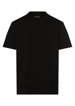 Selected T-shirt męski Mężczyźni Bawełna czarny jednolity ze sklepu vangraaf w kategorii T-shirty męskie - zdjęcie 162832526