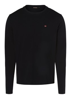 Napapijri Męska koszulka z długim rękawem Mężczyźni Bawełna czarny jednolity ze sklepu vangraaf w kategorii T-shirty męskie - zdjęcie 162832719